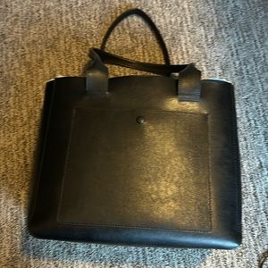 Black & Red leather Banana Republic BR tote laptop bag NWT